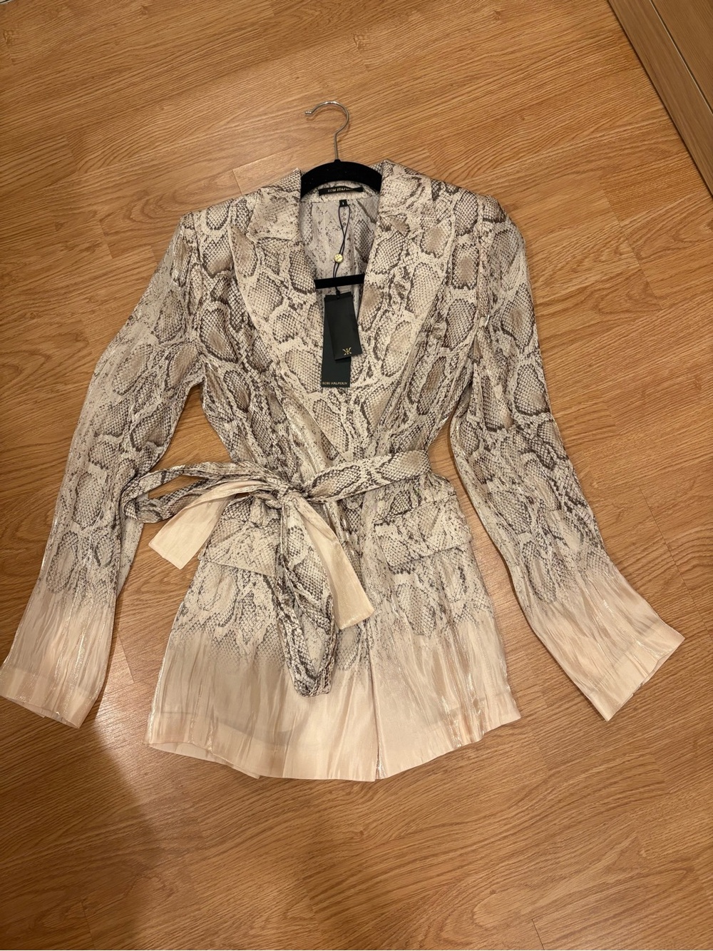 Kobi Halperin Neutral Snake-Print Wrap Tunic